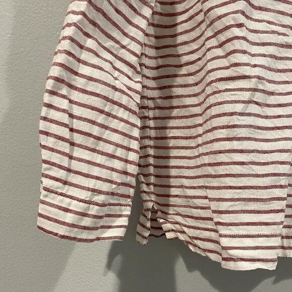 Linen Brown and White Striped Shirt - Sigrid Olsen - Size Small - Picture 4 of 6